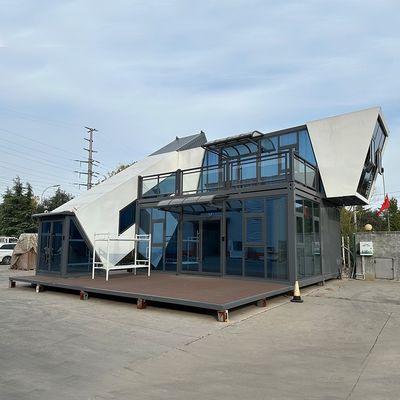 Προσαρμοσμένα 20FT / 40FT Αδιάβροχα προκατασκευασμένα σπίτια με πάτωμα από PVC και γυάλινη κουρτίνα