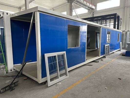 Επαγγελματικά 40ft 20ft γρήγορη εγκατάσταση προκατασκευασμένα επίπεδα σπίτια με πολυλειτουργικό γαλβανισμένο χάλυβα πλαίσιο