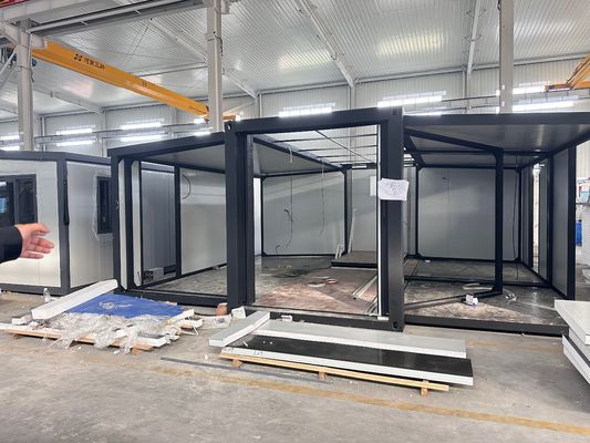Επεκτάσιμος σπιτάκης εμπορευματοκιβωτίου για κινητό χώρο κατασκευής Περιβαλλοντική προστασία Ανακυκλώσιμο