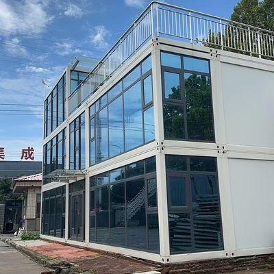 Σώμα από πλακόστρωμα PVC Διπλά στρώματα Μονουλάριο Κινητό 20 40 ft Προσυσκευασμένο Κουτί Κωνσταντίνων με γυάλινη κουρτίνα και σκάλες για γραφείο