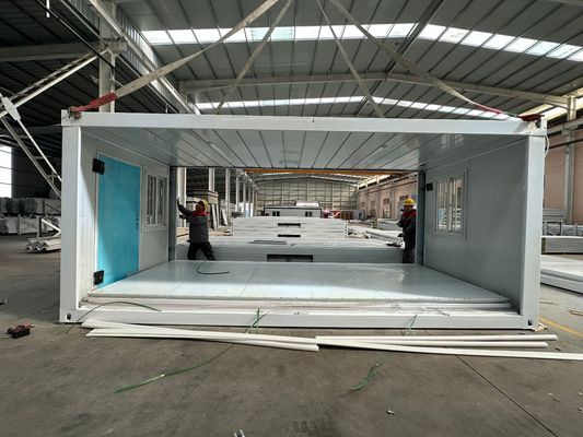 Ευέλικτη ταχεία συναρμολόγηση 20ft Ανερόφθαλμη Ανερόφθαλμη Σκελετό Φαρμάκων Κωντέινερ Βαν Σπίτι με μοντέρνο στυλ με πόρτα ασφαλείας