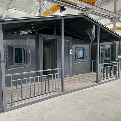 Εύκολη εγκατάσταση Αδιάβροχο χάλυβα δομή πλαίσιο επεκτάσιμη κοντέινερ σπίτι για πολλαπλές λειτουργίες και σε 20 40 μέτρα μέγεθος