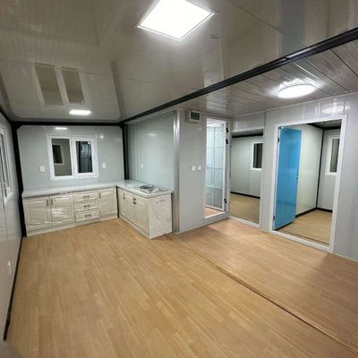 20 40ft Προσυσκευασμένα αναδιπλούμενα κοντέινερ σπίτια κοντέινερ αποστολή κινητό σπίτι με ατσάλινο σάντουιτς και προστασία του περιβάλλοντος