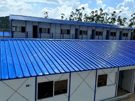 Μπλε λευκό φωτεινό χάλυβα δομή πλαίσιο Prefab σπίτι με 4 υπνοδωμάτια στη Νότια Αφρική διώροφο πολυτελές θόλο σπίτι